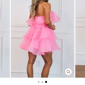 TIERED RUFFLE DRESS: BRIGHT PINK